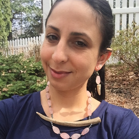 Rose Quartz Deer Antler Statement Necklace - Picture 10 of 16